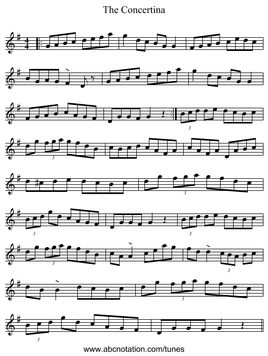 The Concertina - staff notation