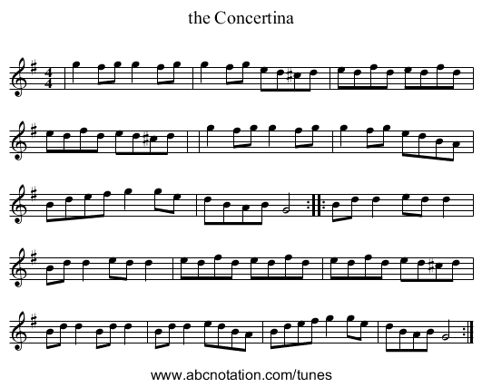 the Concertina - staff notation