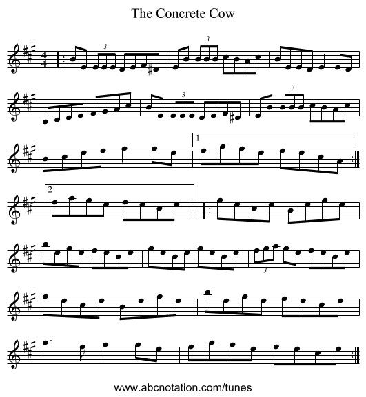 The Concrete Cow - staff notation