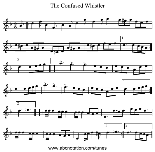The Confused Whistler - staff notation