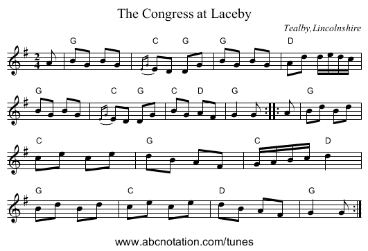 The Congress at Laceby - staff notation
