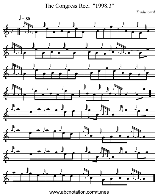The Congress Reel  1998.3 - staff notation
