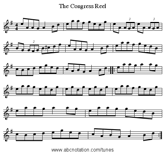 The Congress Reel - staff notation