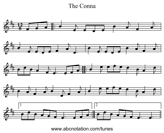 The Conna - staff notation