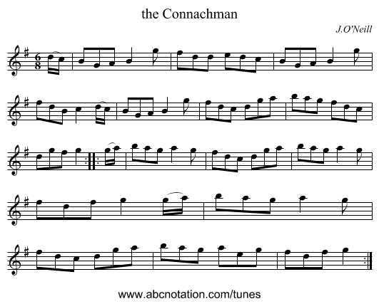 the Connachman - staff notation