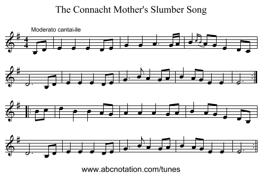 The Connacht Mother's Slumber Song - staff notation