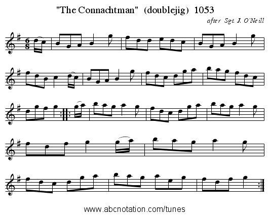 The Connachtman  (doublejig)  1053 - staff notation