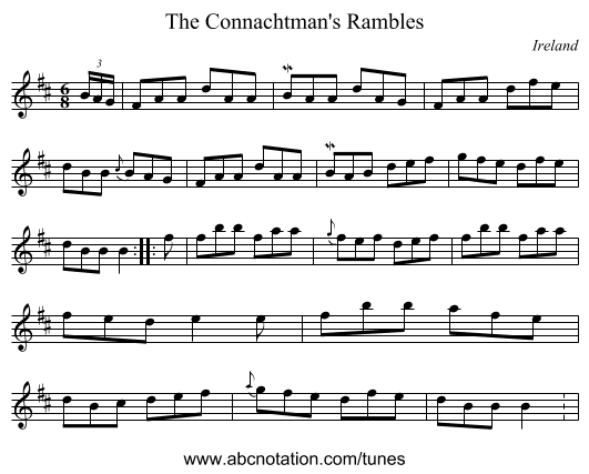 The Connachtman's Rambles - staff notation