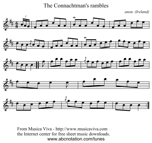 The Connachtman's rambles - staff notation
