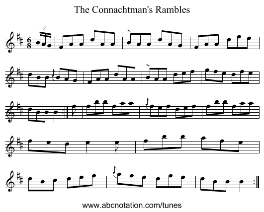 The Connachtman's Rambles - staff notation