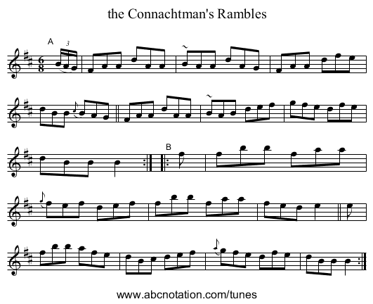 the Connachtman's Rambles - staff notation