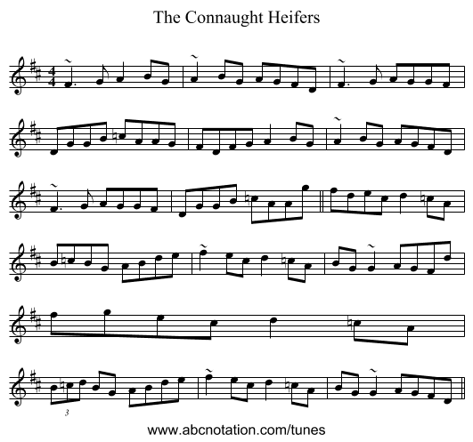 The Connaught Heifers - staff notation