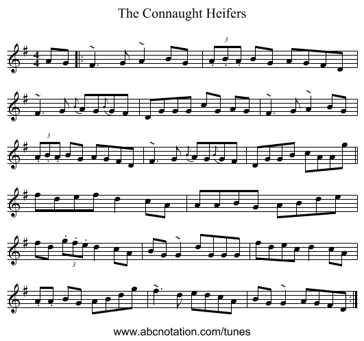 The Connaught Heifers - staff notation