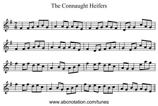 The Connaught Heifers - staff notation