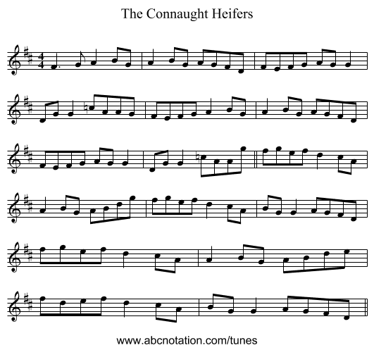 The Connaught Heifers - staff notation