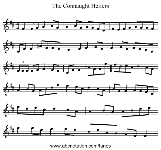 The Connaught Heifers - staff notation