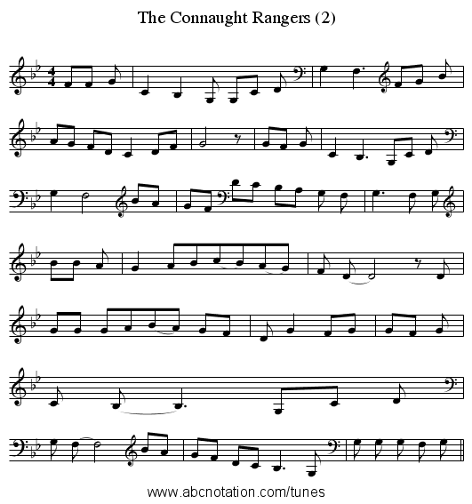 The Connaught Rangers (2) - staff notation
