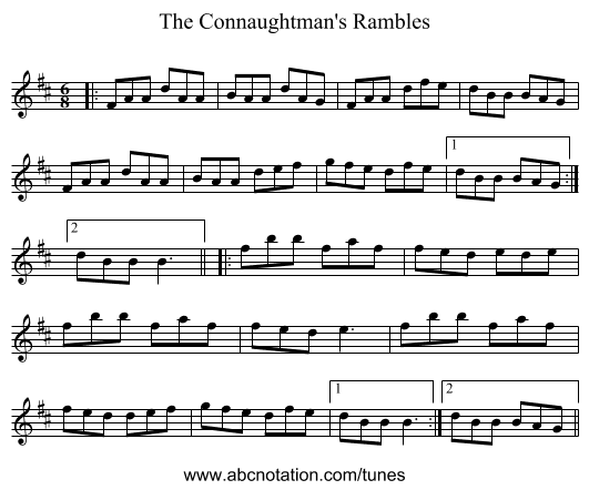 The Connaughtman's Rambles - staff notation
