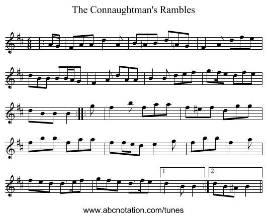 The Connaughtman's Rambles - staff notation