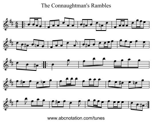 The Connaughtman's Rambles - staff notation