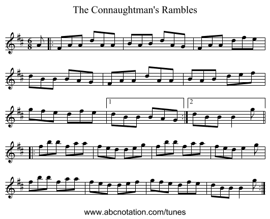The Connaughtman's Rambles - staff notation