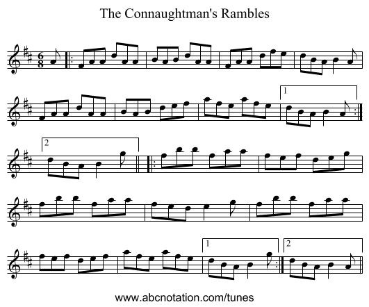 The Connaughtman's Rambles - staff notation
