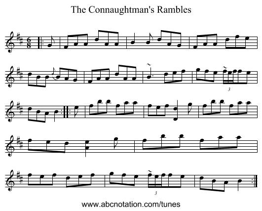 The Connaughtman's Rambles - staff notation