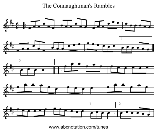 The Connaughtman's Rambles - staff notation
