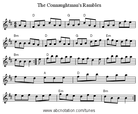 The Connaughtman's Rambles - staff notation