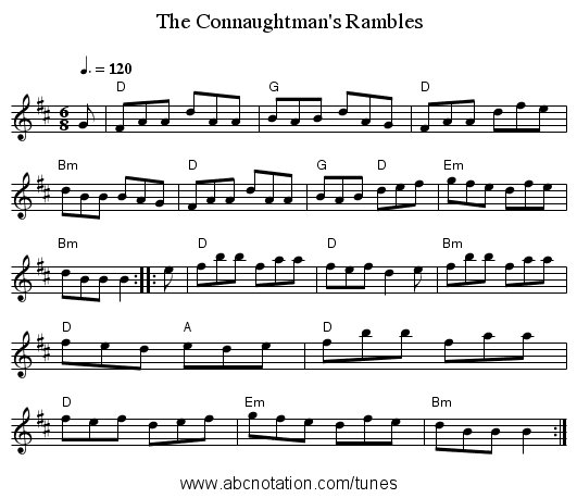 The Connaughtman's Rambles - staff notation