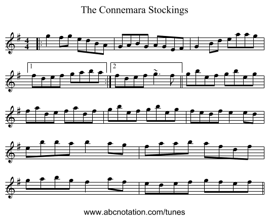 The Connemara Stockings - staff notation