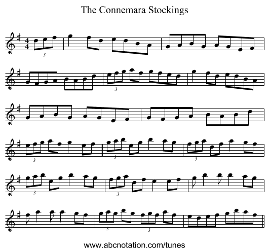 The Connemara Stockings - staff notation