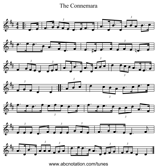 The Connemara - staff notation