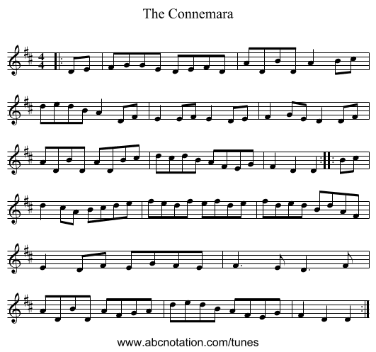 The Connemara - staff notation