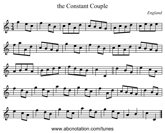 the Constant Couple - staff notation