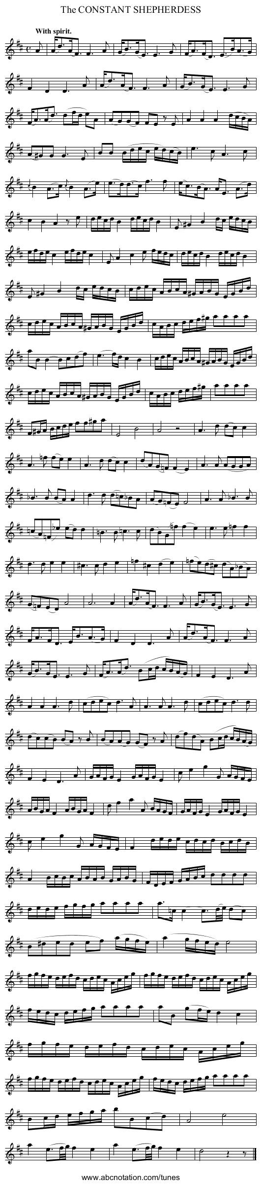 The CONSTANT SHEPHERDESS - staff notation
