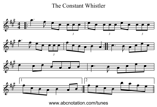 The Constant Whistler - staff notation