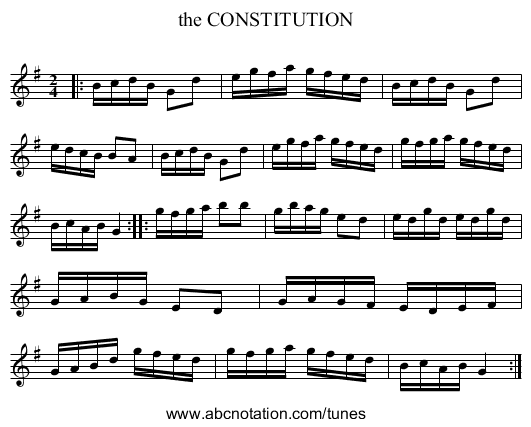 the CONSTITUTION - staff notation
