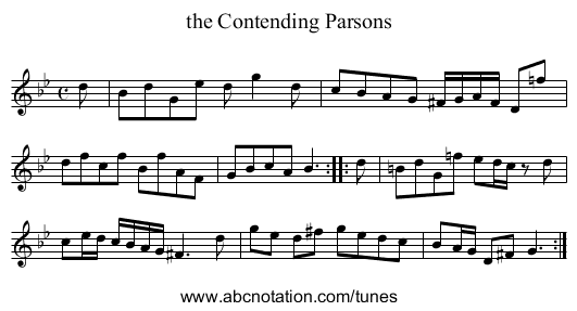 the Contending Parsons - staff notation