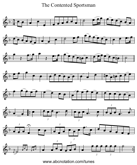 The Contented Sportsman - staff notation