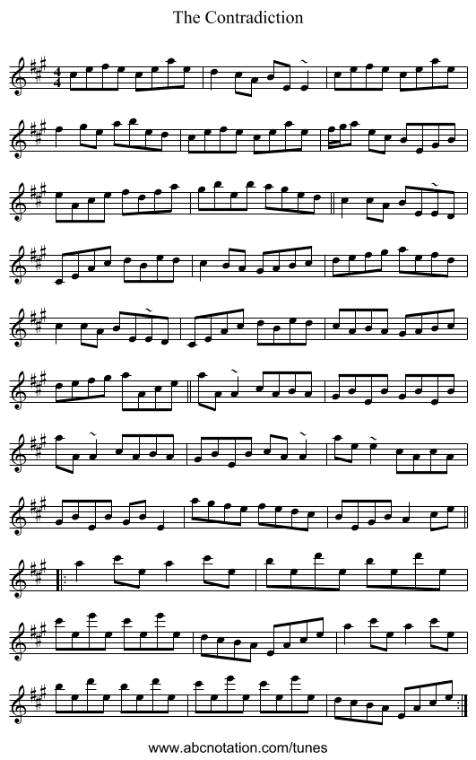 The Contradiction - staff notation
