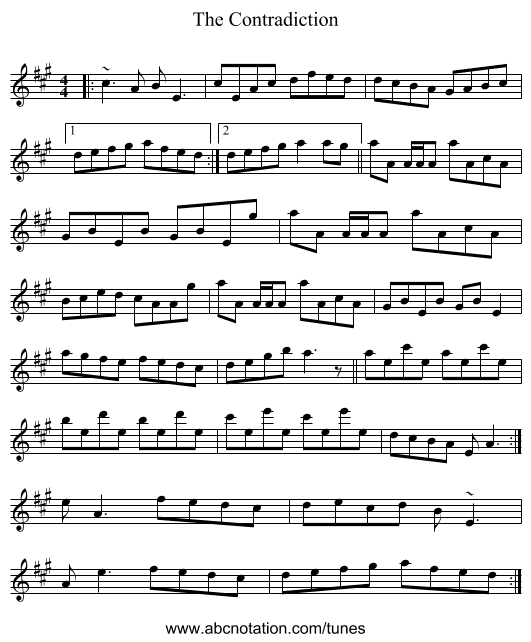 The Contradiction - staff notation