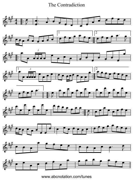 The Contradiction - staff notation