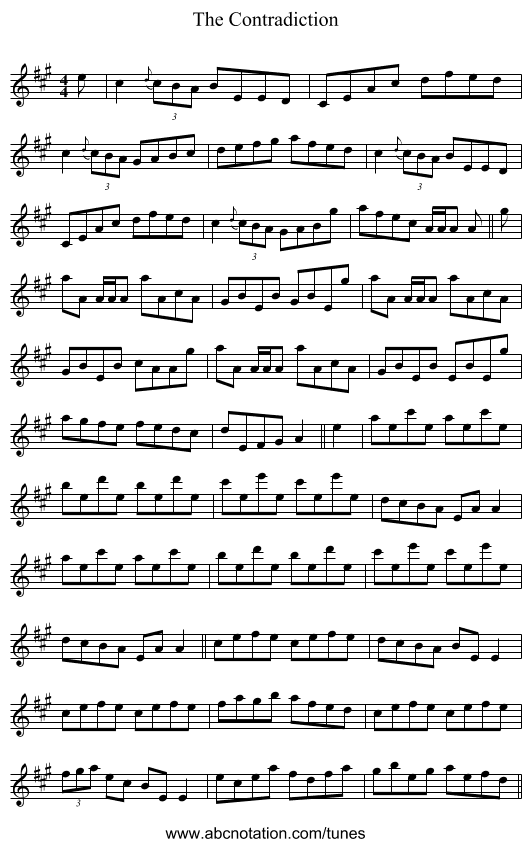 The Contradiction - staff notation