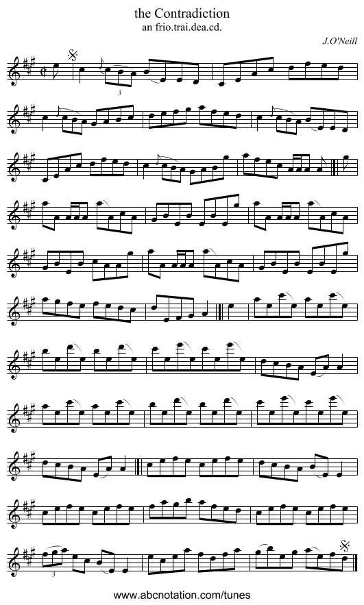 the Contradiction - staff notation