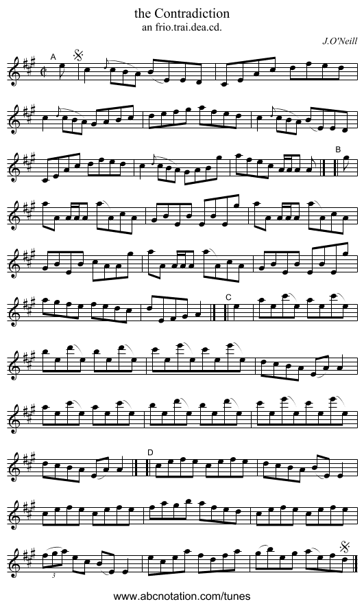 the Contradiction - staff notation
