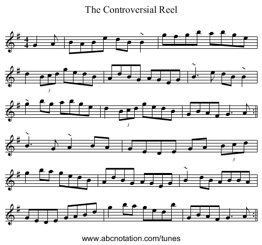 The Controversial Reel - staff notation
