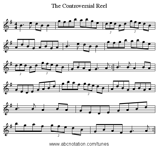 The Controversial Reel - staff notation