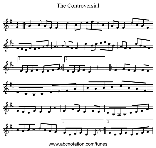 The Controversial - staff notation