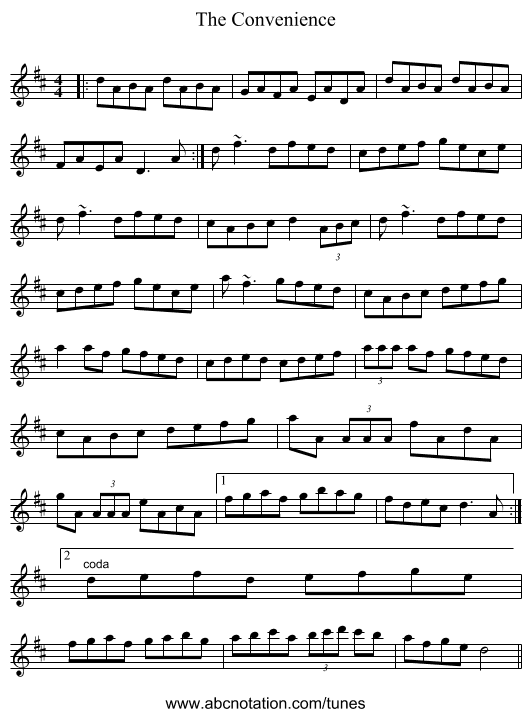 The Convenience - staff notation